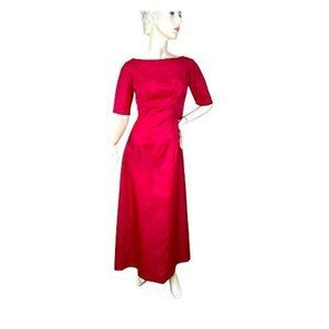 1960s raspberry gown with attached jacket and empire waist by House of Bianchi S